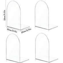 4 pièces de supports de livre en acrylique transparent, convenant aux étagères à livres et aux bureaux, utilisés pour ranger les fournitures de maison/bureau et les livres, le rangement et l'organisation de la maison, les serre-livres, les supports de livre décoratifs - Transparent - Voir 4