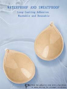 Strapless Invisible Self-Adhesive Push-Up Bra, Reusable Backless Bra For Women, Suitable For Summer Wedding Dresses - Apricot - View 9