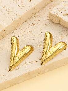 1 Pair Exquisite 304 Stainless Steel Oil-Finished Geometric Irregular Stud Earrings - Minimalist Elegant Design, Versatile Earrings Suitable For Daily Wear And Parties, Perfect Holiday Gift For Family And Friends - Multicolor - View 15