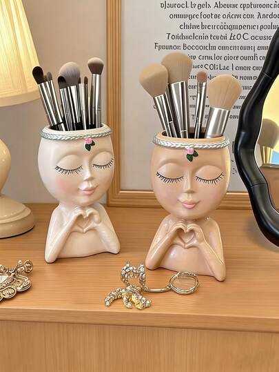 Women's Luxury Semi-Cylindrical Makeup Brush Holder, Ultra-Light And Durable, Compact Design Saves Space, Suitable For Bathroom Countertop, Vanity, And Office Desk, Elegant Cosmetic & Skincare Decorative Box, Perfect Gift For Friends And Family