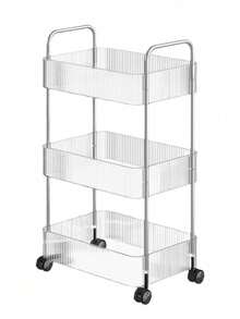 4-Tier Plastic Rolling Utility Cart With Wheels, Multifunctional Storage Organizer Cart For Home, Office, Kitchen & Bathroom, Slim & Transparent, 8.2"W * 13"L * 35.8"H - Multicolor - View 12