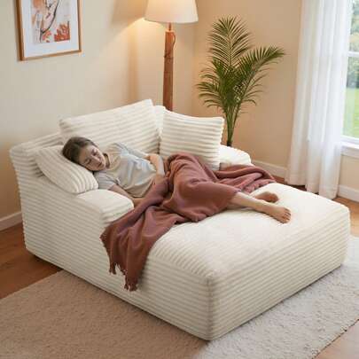 Hawthyhome Velvet Plush Corduroy Recliner Chair With Pillows, Ergonomic Design With Wide Armrests For Full Body Support, Super Soft And Comfortable, High Weight Capacity 400kg, Easy Assembly Home Living Room Furniture