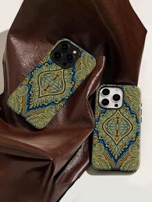 Elegante diseño de cachemira. Esta elegante funda es compatible con los modelos  16, 15, 14 Pro Max, 13, 12, 11, XR y XS Plus. Fabricada en silicona TPU, ofrece protección contra golpes y caídas, además de una sensación superior. Es un regalo ideal para familiares, amigos y seres queridos, y una opción perfecta para Navidad.fundas para  13,funda  13,funda  16,fundas ,funda  15,funda para ,fundas para  16,fundas  11,fundas  15,funda  17,protector para ,funda  14,fundas  12,fundas  14,funda  17 pro max,fundas  13,fundas>,funda navideña,fundas navideñas ,navidad,Funda de teléfono con estampado de cachemira - Blanco - Ver 4