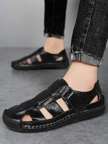 New Men's Outdoor Sports Slippers, Soft Sole Slides Sandals, Beach Slippers, Home Bathroom Slippers, Plus Size - Black - View 2