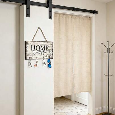 1pc Wooden Wall Hook With "HOME" Text, Cozy Home Decor, Key Organizer Hanger Suitable For Front Door, Hallway, Bedroom, Living Room, Housewarming Gift, Holiday Gift