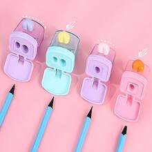 2pcs Heart-Shaped Single/Double Hole Pencil Sharpeners - Creative Cartoon Design, Durable Plastic Material, Suitable For School & Office Supplies, Great Back-To-School Gift Or Prize, Stationery, Interesting Design, Sturdy Structure - Multicolor - View 4