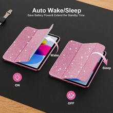 IPad Case For 11th Generation 11-Inch 2025 IPad (A16), 10th Generation 10.9-Inch 2022 IPad With Pencil Holder, Auto Wake/Sleep, Slim Folding Stand Cover, Soft TPU Back Cover, Flower Design Tablet Protective Cover - Hồng nhạt - Xem 5