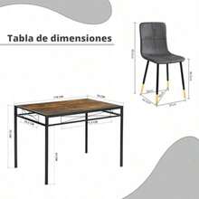 COZYCASA Mesa de Comedor y 4 sillas Juego 5 Piezes para 4 Sillas de Comedor con Mesa Set 5 Conjunto de comedres Conjuntos de Muebles diseño Industrial Minimalista para Cocina recepción Gris and Marron - Multicolor - Ver 3