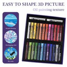 1 Set 24 + 2 Colores Pasteles de aceite, embalaje de color mágico Colores clásicos para niños 3 +, conjunto de dibujo de mezcla suave con caja de regalo, regalo de arte de cumpleaños de Navidad de Halloween ideal - 24+2 colores - Ver 5