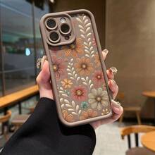 ¡Consigue una nueva funda para tu teléfono! Una funda de teléfono de TPU de color caramelo diseñada con patrones florales, que proporciona protección contra golpes y caídas, compatible con los modelos de  11 a 17, Air Pro, Pro Max, Plus, así como con las fundas de teléfono de las series  y Redmi. ¡Consigue una nueva funda para tu teléfono! - 1 pieza - Ver 7