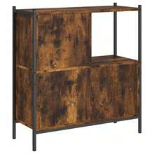 Larryhot Estantería madera de ingeniería roble ahumado 72x28x77,5 cm, Fácil de montar, elegante y hermoso, y conveniente para almacenar artículos, es una opción ideal para el almacenamiento y la decoración del hogar. - Marrón - Ver 6