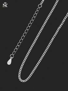 SYMFNY 1pc 925 Sterling Silver Minimalist 2mm Hiphop Curb Chain Necklace, Suitable For Women's Daily Wear