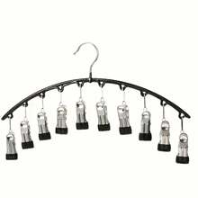 Metal Clip Curved Hanger, Pants Rack With 10 Clips, Can Hold 10 Pairs Of Leggings, Yoga Pants, Underwear, Socks, Hats, Space-Saving Hanger, Rubber Coated Wardrobe Storage, Dormitory And Bedroom Wardrobe Storage Hanger - Black - View 3