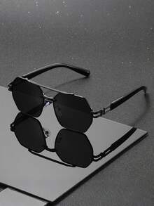 Dual-Bridge Multi-Frame Glasses, Unisex, Hollow-Out Temples, Suitable For Music Festivals And Street Outfits