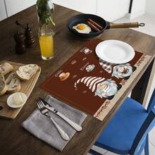 1件/4件/6件装亚麻餐垫，咖啡精灵图案，适用于餐桌，四季皆宜，现代可水洗餐垫，房间装饰，杯垫，厨房用餐，室内外聚会，家居装饰，理想礼物 - 彩色 - 查看 9