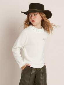 Balabala 女童针织毛衣，2025冬季套头衫，柔软棉质打底衫，可爱时尚 - 米白 - 查看 2