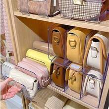 4pcs/2pcs Transparent Wardrobe Bag Storage Handbag Compartment Removable Cabinet Rack, Wardrobe Suitable For Bedroom Bathroom Office Practical Book Compartment L Shape Storage Rack, Space Saving Storage Rack, Car Storage Box Storage Box Drawer Organizer, Suitable For Clothing Wardrobe Storage Cabinet Compartment Wardrobe Compartment Sweater Socks Pants Jeans Underwear - Multicolor - View 4