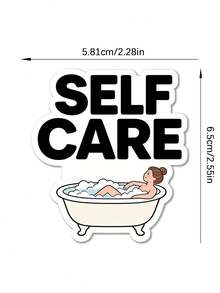 1pc SELF CARE Funny Sticker – Playful Reminder Quote Sticker, Fun Stickers For Mental Wellness Vibes, Perfect For Laptop, Water Bottle, Phone Case, Journal, Planner And Daily Motivation Decor - Multicolor - View 3