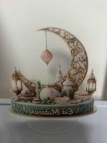 1个时尚斋月灯笼，亚克力材质，星月图案 - 客厅、厨房或卧室的完美家居装饰 - 蘑菇礼品 - 彩色 - 查看 7