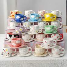 1 Cup 1 Saucer 300ml Handmade Coffee Cup & Saucer Set, Asymmetrical Latte Mug, Dessert Plate, New Afternoon Tea Ceramic Drinkware, Home Use Water Cup, Tea Cup, Fruit & Cookie Plate - Multicolor - View 12