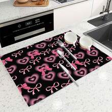 1pc Polyester Absorbent Pad With Heart & Shadow Pattern, Multipurpose Decorative Mat For Kitchen, Dining Table, Washing Machine, Bathroom, Coffee Machine, Party Supplies