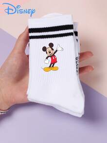 5 Pairs  And Pattern Calf Socks, Sports Stripes, Polyester Material, Cute Cartoon Design, Fashionable, Casual, Breathable, Suitable For Daily Wear, Back To School Season, Holiday Gifts. - Multicolor - View 6