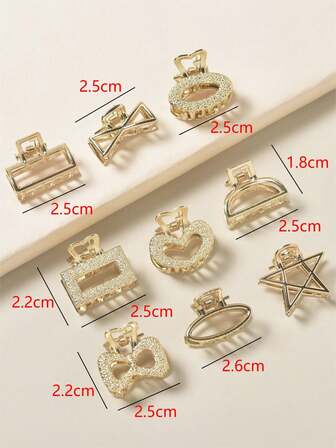 9入組小女童愛心設計髮爪