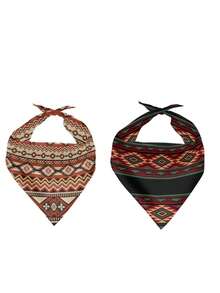 2pcs Style Dog Bandana - Medium Size Suitable For Medium/Small Dogs, Adjustable Tie Bib, Multi-Color Pattern, Pet Scarf For Walking, Training, Daily Wear - Multicolor - View 5