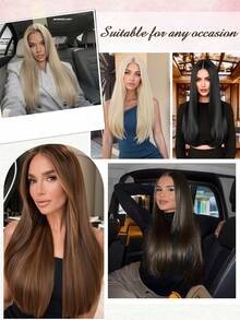 20inch Clip In Hair Extensions, Straight Synthetic Hair Extensions, SuitableSmooth And Silky For Women And Girls Daily Use - Multicolor - View 8