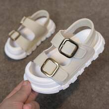 1 đôi dép xăng đan đơn giản, thoải mái cho bé gái, kiểu dáng hở mũi, đế bằng, có khóa dán. - Màu be - Xem 12