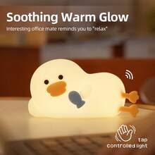 LED Night Light Children, Night Light Cute Animals, Duck Kawaii Silicone Nursing Light Children's Night Light Dimmable Touch USB Lamp For Baby Room Breastfeeding, Children's Gifts - White - View 4