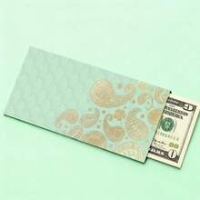 Shagun Money Envelopes 7.5" X 3.5" Green Designs Money Holder, 10Pcs Gold Foil Gift Envelope For Thanksgiving Diwali Birthday Party Wedding Anniversary - Green - View 8
