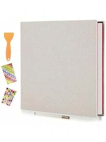 Álbum de fotos autoadhesivo 11x10,6, álbum de recortes, 40 páginas, cubierta de lino, álbum de fotos DIY con bolígrafo metálico y accesorios de bricolaje HE8Z - Marrón - Ver 1