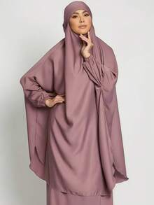 2pcs Muslim Women Prayer Dress Set, Long Sleeve Loose Robe, Headscarf, Suitable For Festivals - Multicolor - View 16
