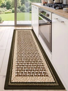 1pc 3D Woven Texture Pattern Long Kitchen Mat Rug, Suitable For Bathroom, Kitchen, Outdoor, Indoor, Hallway, Bedroom, Living Room, Bedside. Machine Washable Kitchen Rug, Kitchen Accessories, Washable Carpet. - Multicolor - View 4