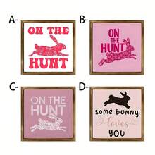 Easter Bunny Wooden Sign, Holiday Decoration, Easter Home Decor, Bunny Sign Ornament, Tabletop Ornament, Living Room And Bedroom Tabletop Decoration, Easter Egg And Bunny Holiday Decorations, Decorative Signs And Plaques - Wood Panel Painting - View 1