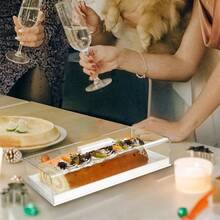 1pc Elegant Acrylic Cake Stand With Transparent Cover - Multifunctional Rectangular Dessert Display Tray, Suitable For Parties, Weddings And Home Use