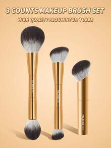 MAANGE 3/10 piezas Juego de brochas de maquillaje profesionales suaves para viaje, incluye brocha para base, brocha para rubor, brocha de detalle, brocha para rostro, brocha de doble extremo, brocha para crema, hechas de fibras sintéticas cómodas, adecuadas para maquillaje líquido, en crema y en polvo, gran regalo para mujeres y niñas - Multicolor - Ver 4