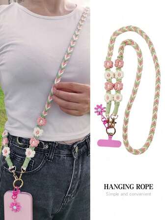 2026 New Year, Valentine's Day, Phone Lanyard, Diagonal Phone Lanyard Handmade Woolen Daisy Ponytail Rope, Suitable For Outdoor Travel, Hiking, Photography, Shopping, Anti-Lost And Anti-Drop Phone Case Lanyard, Durable And Suitable As Birthday And Holiday Gifts For Mother, Family, Friends, Phone Pendant Accessories, Outdoor Travel And Hiking Sturdy And Unbreakable Horizontal Phone Lanyard, Suitable For Both Men And Women, Long Phone Holder, Smartphone Wristband, Smartphone Protective Case Lanyard, Keychain