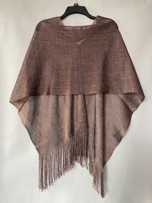 1pc Fashionable & Versatile Tasseled Women's Spring/Summer Shawl Poncho, Suitable For Multiple Occasions For Dress - Multicolor - View 22