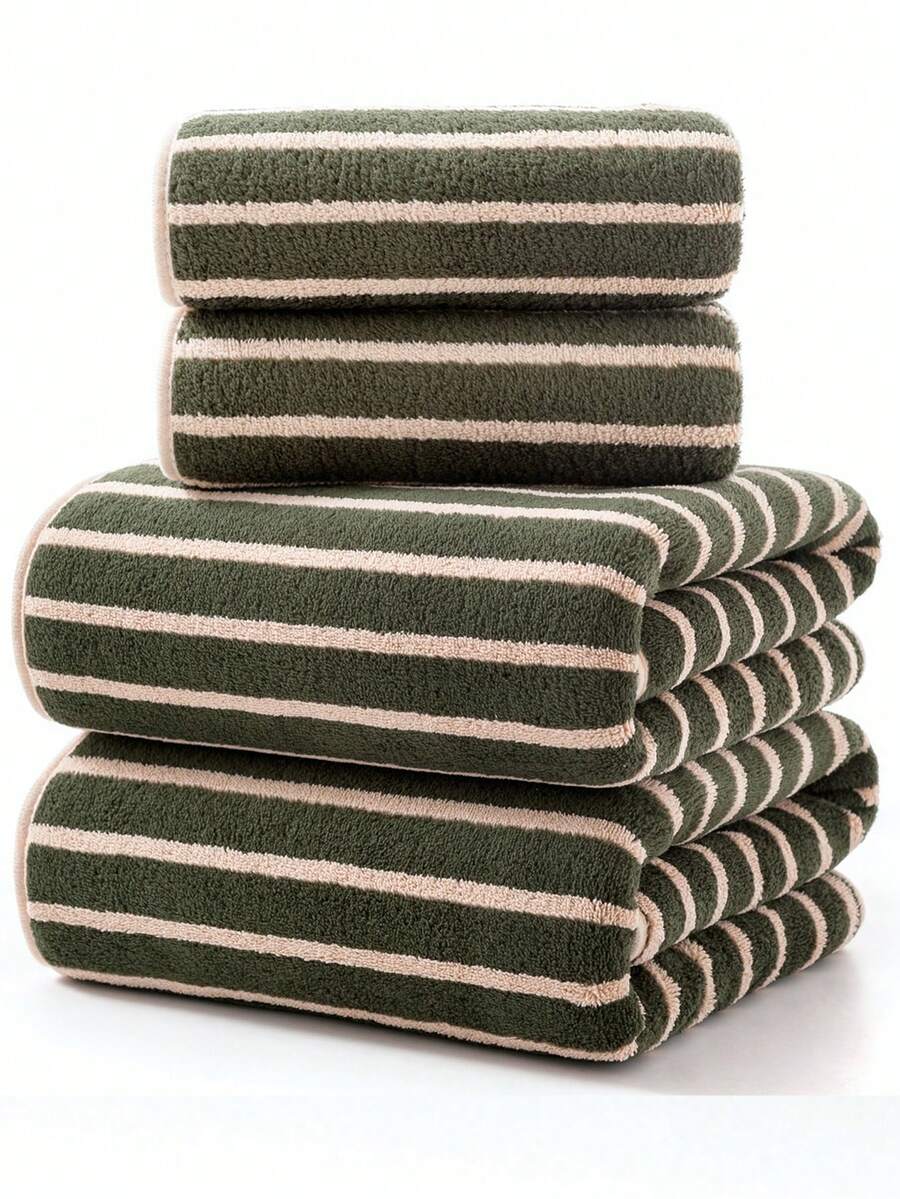 Minimalistyczny, koralowy polar, jednolity kolor, miękki, chłonny, szybkoschnący ręcznik kąpielowy/ręcznik do rąk, wystrój łazienki - Ciemnozielony - Zobacz 1