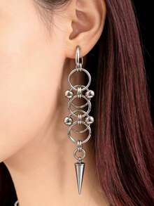 1 Đôi bông tai lưới kim loại đính đinh tán bạc thủ công, làm từ thép không gỉ chống thấm nước, trang sức nữ, phụ kiện thời trang phong cách Punk Y2K, trang trí tiệc. - Nhiều màu - Xem 3