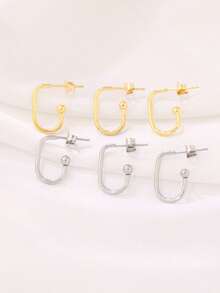 10个不锈钢U型耳钉底座，含耳钉底座，DIY耳环配件，珠宝制作材料 - 10件#耳環 - 查看 5