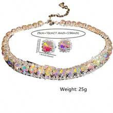 1set Crystal Necklace Earrings Jewelry Set - ABsilver - View 6