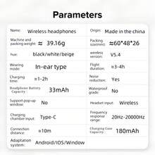 Type-C Wireless In-Ear Headphones With LED Display, Long Battery Life, Compact Design For Music Enjoyment - In-ear Style With Multiple Colors Available - View 10