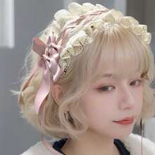 2pcs/Set Lolita Headband + Neck Strap, Soft Girl Maid Lace Bow Ribbon Hair Clip, Sweet Princess Style, Versatile - Multicolor - View 10