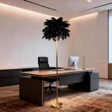 1pc Creative Ostrich Feather Floor Lamp, Dimmable 3-Color Changing Warm Lighting For Bedroom, Living Room, Wedding Decor, Charging Version Includes 1 Data Cable - Gold Charging Version - View 11