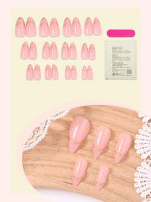 24 uñas acrílicas de forma de almendra de tamaño mediano con efecto dorado cromado francés, set de uñas postizas rosas Y2K adecuado para salones de uñas, niñas y mujeres como accesorios de uñas para uso diario, fiestas y regalos - Multicolor - Ver 2