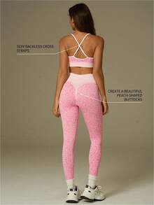 UONNOU مجموعة ملابس رياضية للنساء تتكون من 2 قطعة: حمالة صدر رياضية + بنطلون ضاغط، من قماش ناعم مصنوع من النايلون بطبعة نمر وردي، مناسبة للاستخدام اليومي والرياضة والجيم والرقص والأنشطة الخارجية والحفلات والعطلات، تشكيلة أنيقة للملابس الرياضية لجميع المواسم - متعدد الألوان - مشاهدة 3