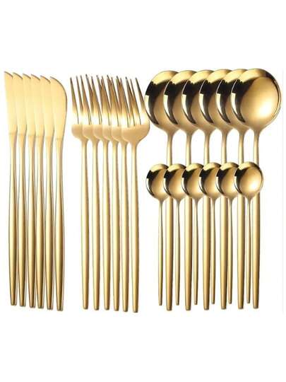 Juego De Cubiertos De 24 Piezas Cuchillo, Tenedor Y Cuchara